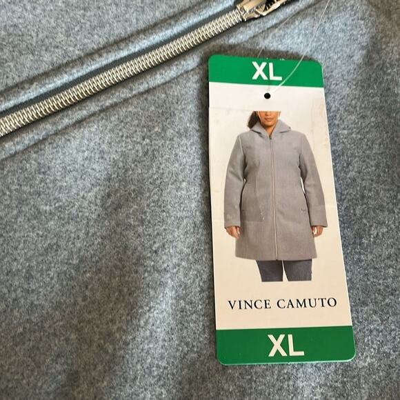 Vince Camuto hooded faux wool women zip Jacket Mid length Blue XL - Picture 4 of 6
